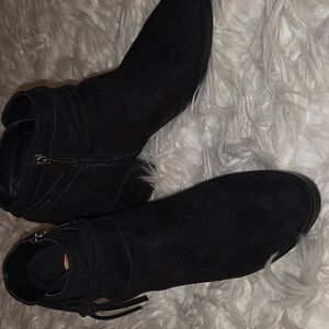 Black Faux Suede Ankle Booties